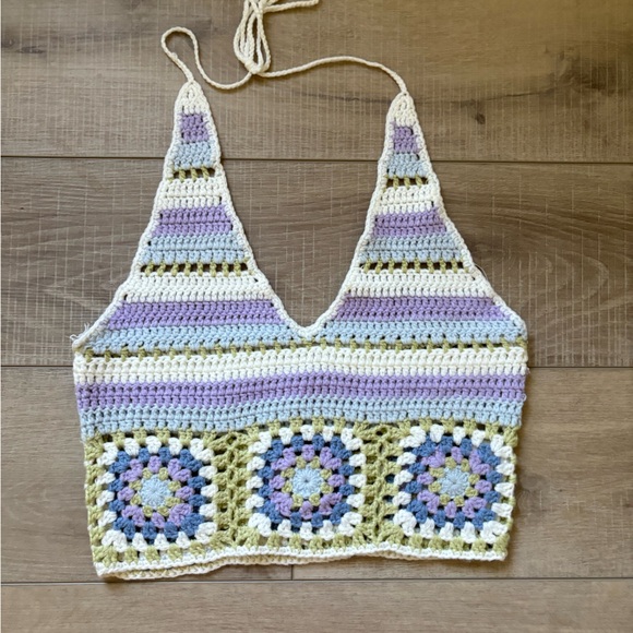 Pretty Garbage Multicolor Crochet Halter Top - Picture 2 of 6